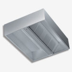 Cappa in acciaio inox serie kubica centrale senza motore, dim. 400x150x45cm