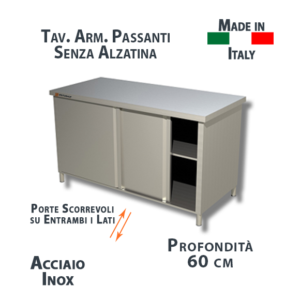 Tavoli Armadiati con Porte Scorrevoli su 2 Lati, Prof. 60 cm.